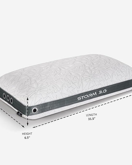Bedgear Storm King Performance Pillow - Size 3.0 - Cooling Bed Pillow for Hot Sleepers - Medium Pillow for All Sleep Positions, Hypoallergenic, Washable & Removable Cover - 20" W x 36" L x 6.50" H - LeafyLoom