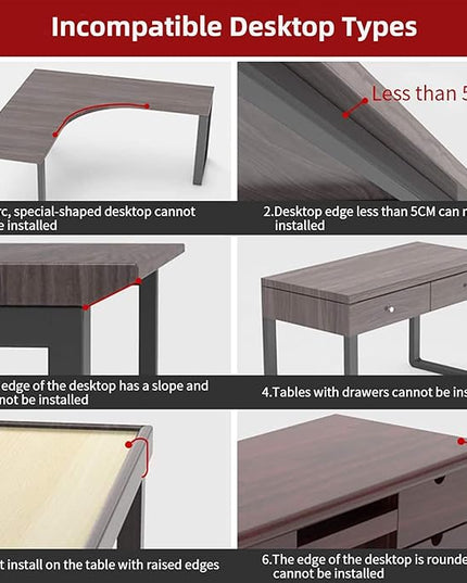 Ergonomics Desk Extender Tray, 9.5"x9.1" Punch-Free Clamp on, Foldable Keyboard Drawer Tray, Table Mount Arm Wrist Rest Shelf, Computer Elbow Arm Support - LeafyLoom