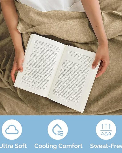 Full Size 4 Piece Sheet Set - Comfy Breathable & Cooling Sheets - Hotel Luxury Bed Sheets for Women & Men - Deep Pockets, Easy-Fit, Soft & Wrinkle Free Sheets - Heathered Tan Oeko-Tex Bed Sheet Set - LeafyLoom