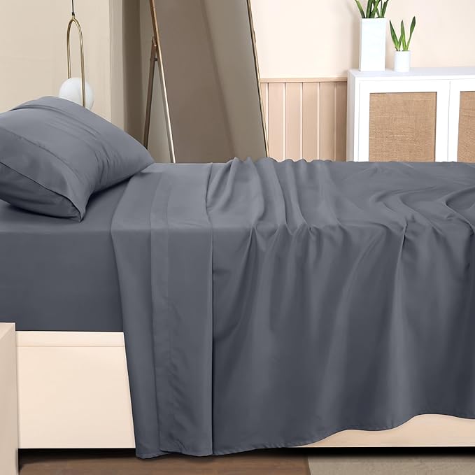 Utopia Bedding Twin Bed Sheets Set - 3 Piece Bedding - Brushed Microfiber - Shrinkage and Fade Resistant - Easy Care (Twin, Grey) - LeafyLoom