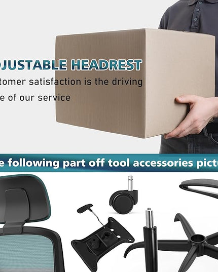 Office Chair, Ergonomic Desk Chair with Adjustable Lumbar Support, High Back Mesh Computer Chair with Flip-up Armrests-BIFMA Passed Task Chairs, Executive Chair for Home Office - LeafyLoom