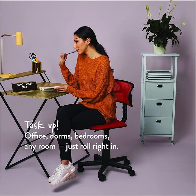 Swivel Mesh Desk Chair, Red 21D x 21W x 33H in - LeafyLoom
