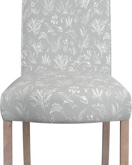 HomePop Classic Parsons Dining Chairs, Light Gray Floral with Animal Motifs(Set of 2) - LeafyLoom