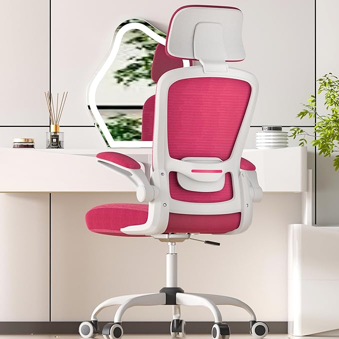 Mimoglad Office Chair, High Back Ergonomic Desk Chair with Adjustable Lumbar Support and Headrest, Swivel Task Chair with flip-up Armrests for Guitar Playing, 5 Years Warranty - LeafyLoom
