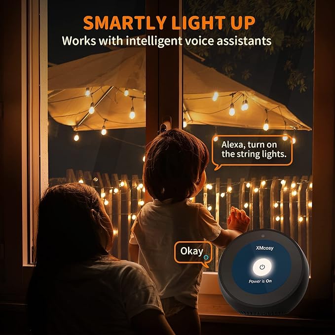 XMCOSY+ Outdoor String Lights, Smart Patio Lights 100Ft Dimmable Outdoor Lights Warm White, 50 G40 LED Bulbs, WiFi String Lights for Outside, Work with Alexa, APP Control, Waterproof Extendable XMcosy