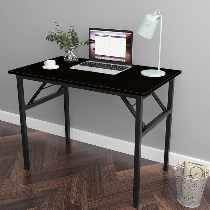SogesGame 39.4 inches Computer Desk for Small Space Small Folding Table Small Writing Desk Compact Desk Foldable Desk No Install Needed,Black,LP-AC5BB-100 - LeafyLoom