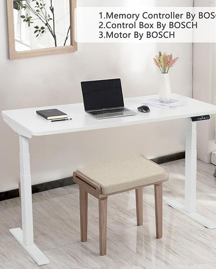 55“*27.5”Height Adjustable Electric Standing Desk with Storage Sit Stand Desk Computer Desk Home Office Desk Memory Controller by BOSCH Motor by BOSCH (Wood/White Frame 55 * 27.5) - LeafyLoom