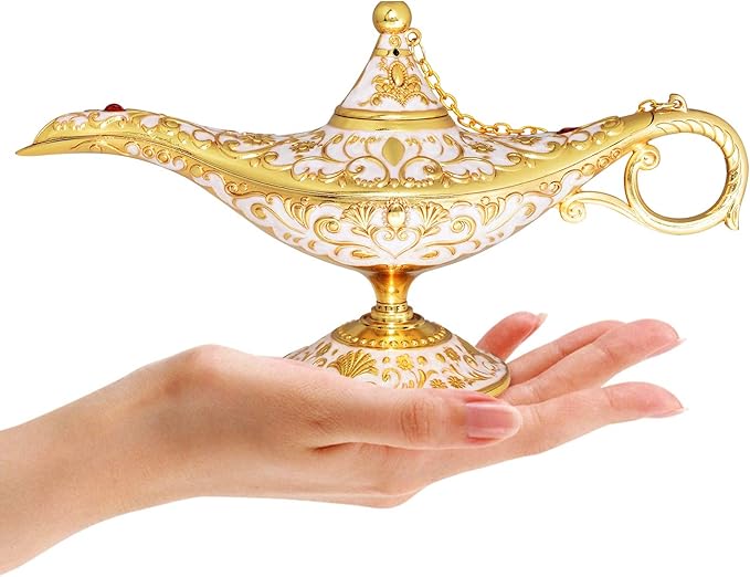 Vintage Legend Aladdin Lamp Magic Genie Wishing Light,Collectable Rare Classic Arabian Costume Props Lamp Tabletop Decor Crafts for Home/Wedding Decoration&Gift for Party/Halloween/Birthday - LeafyLoom