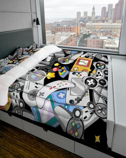 Sunnycitron Gamer Comforter set for Boys Gaming Bedding Twin Comforter set Gaming Bed Boys Comforter set Gamer room Decor (1 Comforter +2Pillowcase) - LeafyLoom