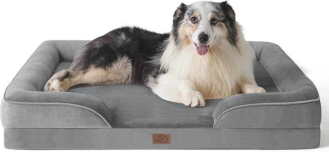 Bedsure Orthopedic Dog Bed for Extra Large Dogs - XL Washable Dog Sofa Beds Large, Supportive Foam Pet Couch Bed with Removable Washable Cover, Waterproof Lining and Nonskid Bottom, Grey BEDSURE