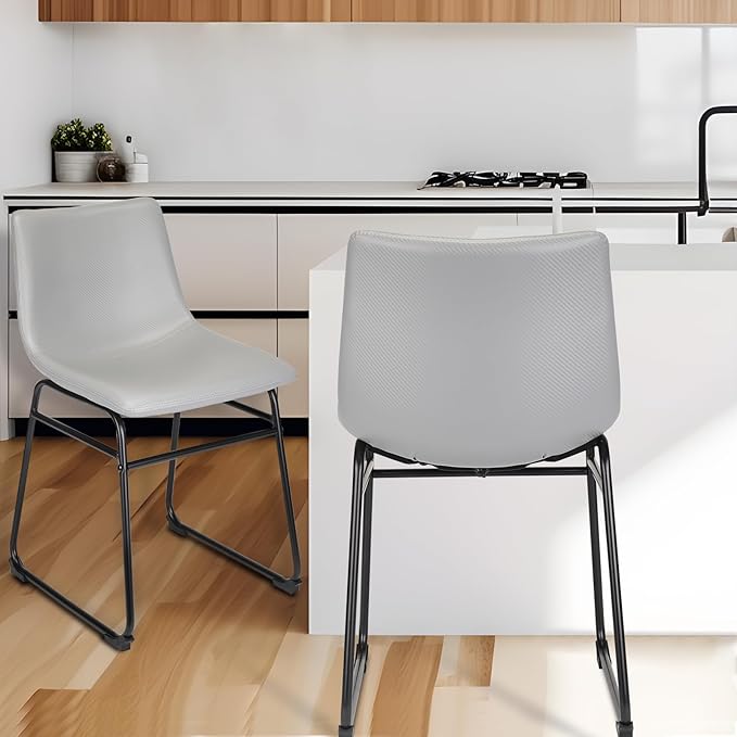 18" Dining Chairs, Dining Chair with Back, Bar Chair for Kitchen, Living Room, Light Grey, Set of 2 - LeafyLoom