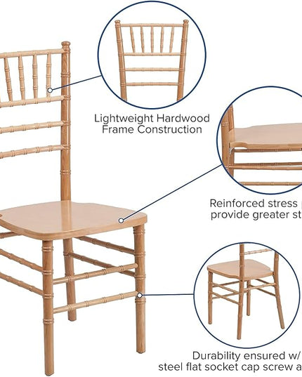 Flash Furniture HERCULES Series Natural Wood Chiavari Chair - LeafyLoom