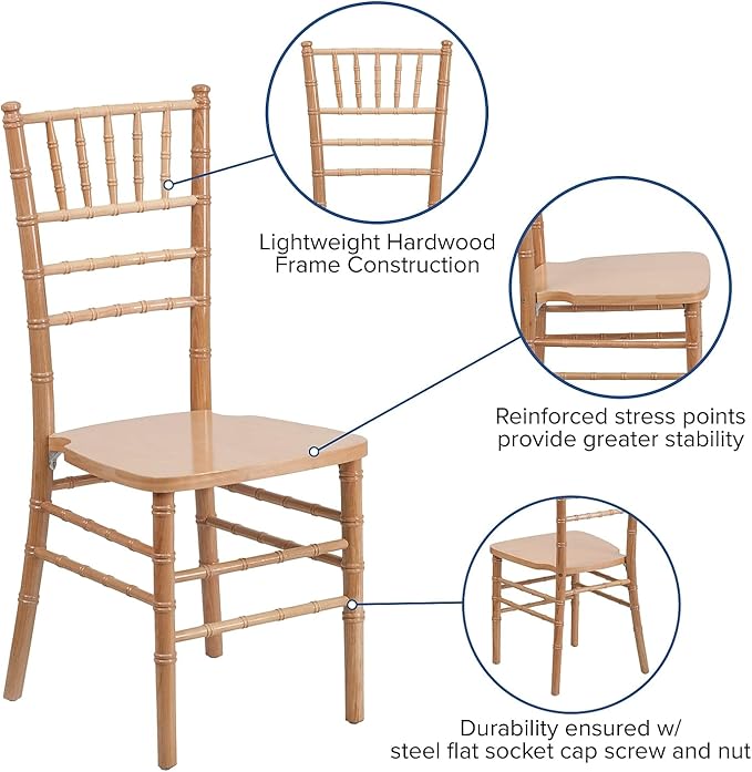 Flash Furniture HERCULES Series Natural Wood Chiavari Chair - LeafyLoom