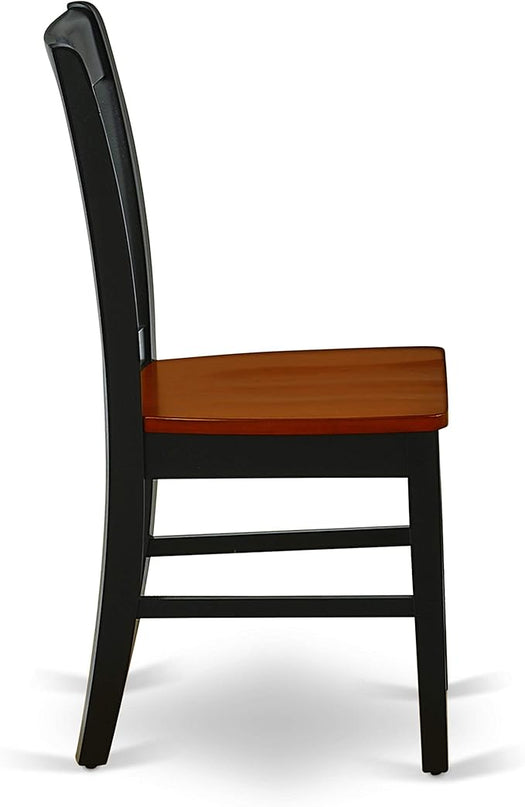 East West Furniture Norfolk Dining Slat Back Wood Seat Kitchen Chairs, Set of 2, Black & Cherry - LeafyLoom