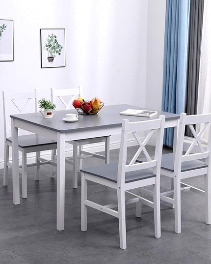 sogesfurniture 5 Piece Kitchen Dining Room Table Sets for 4, Modern Space-Saving Dining Furniture, Pastoral Rectangular Dining Table Furniture Set for Kitchen, Dining Room - LeafyLoom