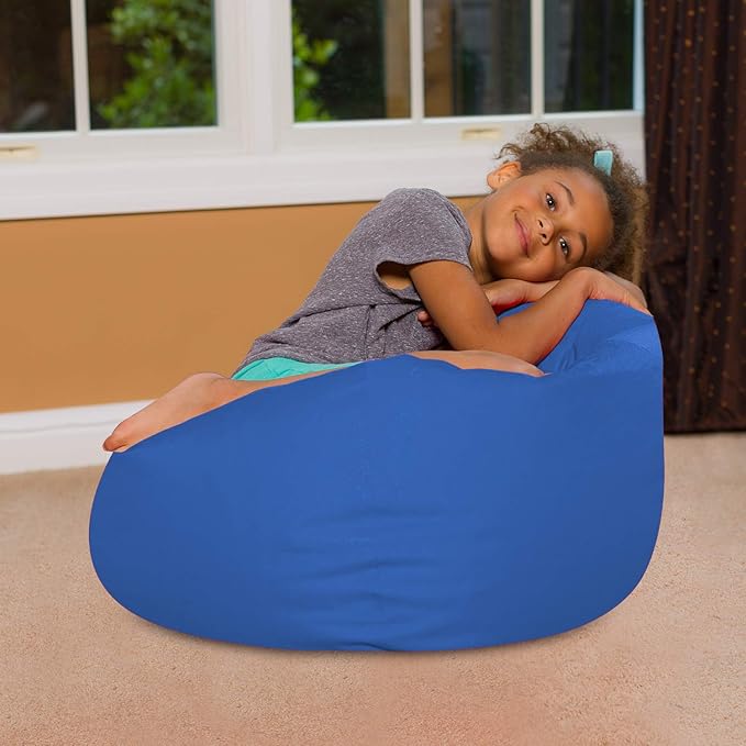 Posh Creations Bean Bag Chair for Kids, Teens, and Adults Includes Removable and Machine Washable Cover, Solid Royal Blue, 27in - Medium - LeafyLoom