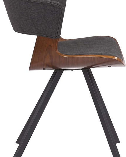 Armen Living Ulric Wood and Metal Modern Dining Room Accent Chair, Charcoal/Walnut 22 x 29 x 21.5 - LeafyLoom