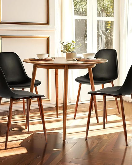 CangLong Modern Dining Chairs Set of 4 with Plastic Cushion Metal Legs Side Chairs for Kitchen,Living Room,Black - LeafyLoom