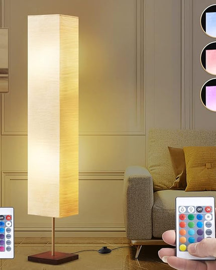 65“ Floor Lamp for Living Room, RGB Color Changing-2700K-6000K Led Floor Lamp Standing Lamp Corner Floor Lamp with Remote Control Modern Floor Lamp for Bedroom, Office Beige(Bulbs Included) - LeafyLoom