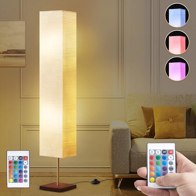65“ Floor Lamp for Living Room, RGB Color Changing-2700K-6000K Led Floor Lamp Standing Lamp Corner Floor Lamp with Remote Control Modern Floor Lamp for Bedroom, Office Beige(Bulbs Included) - LeafyLoom
