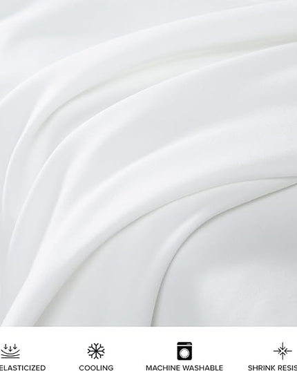 UGG 01327 Alahna King Bed Sheets and Pillowcases 4-Piece Set Sleep in Luxury Machine Washable Deep Pockets Wrinkle-Resistant Breathable Cozy Comfort Silky Cooling Sheets, King, White - LeafyLoom