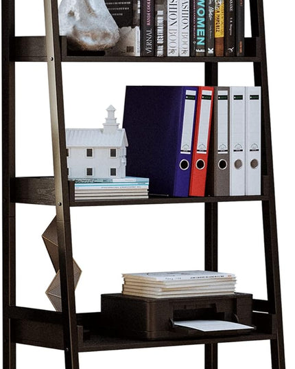 IRONCK Industrial Bookshelf 5-Tier, Bookcase Ladder Shelf, Storage Shelves Rack Shelf Unit, Accent Furniture Metal Frame, Home Office Furniture for Bathroom, Living Room - LeafyLoom
