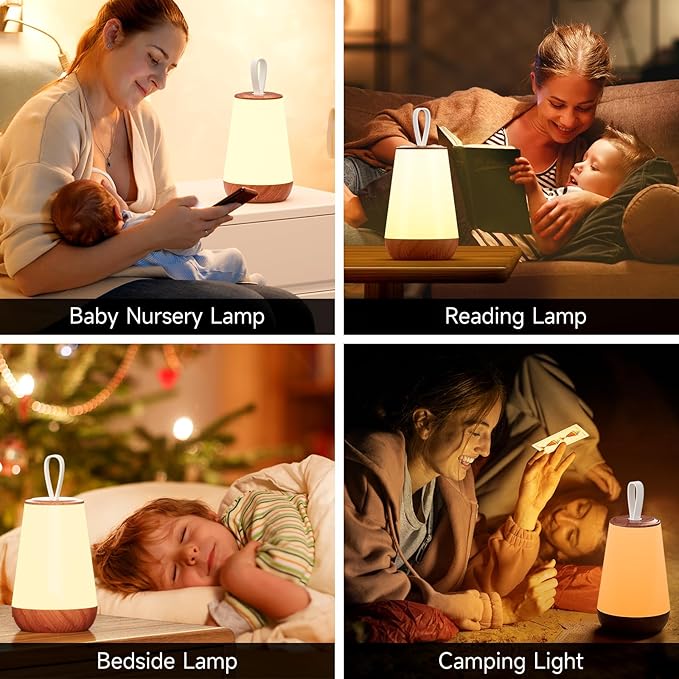 Dimmable Night Light Touch Lamp for Bedroom Rechargeable Remote Bedside Lamp Portable Hanging Table Lamp Changeable Warm White Light Perfect Toy Gift for Kids Adults - LeafyLoom