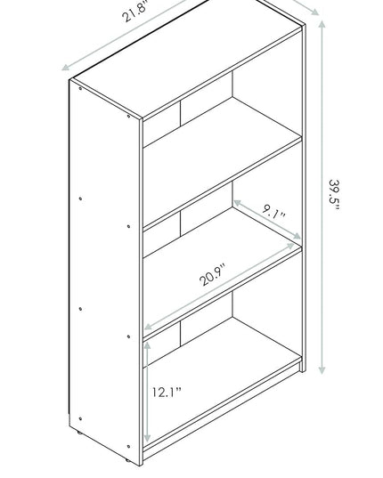 FURINNO Basic 3-Tier Bookcase Storage Shelves, Light Blue - LeafyLoom