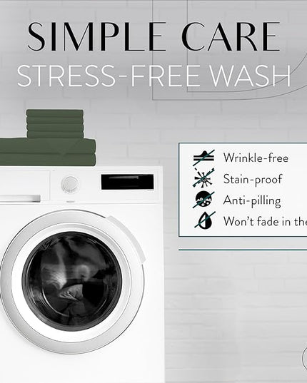 Danjor Linens King Size Sheets Set - 6 Piece Set Including 4 Pillowcases - Deep Pockets - Breathable, Soft Bed Sheets - Wrinkle Free - Machine Washable - Dark Sage King Bed Sheets - 6 pc - LeafyLoom