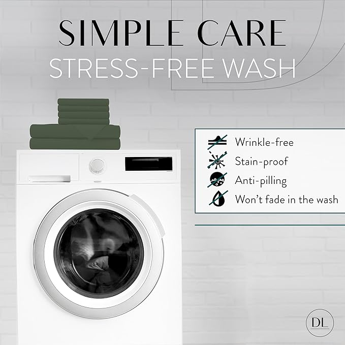 Danjor Linens King Size Sheets Set - 6 Piece Set Including 4 Pillowcases - Deep Pockets - Breathable, Soft Bed Sheets - Wrinkle Free - Machine Washable - Dark Sage King Bed Sheets - 6 pc - LeafyLoom