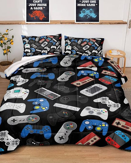 Gaming Comforter for Boys Teen,Game Contoller Bedding Set for Boys Kids,Down Alternative Comforter for All Season,Gamer Home Decor for Boys Comforter Set (Comforter-Game36, Queen) - LeafyLoom