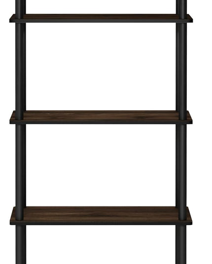 Furinno Turn-N-Tube 5-Tier Multipurpose Shelf / Display Rack / Storage Shelf / Bookshelf, Round Tubes, Columbia Walnut/Black - LeafyLoom