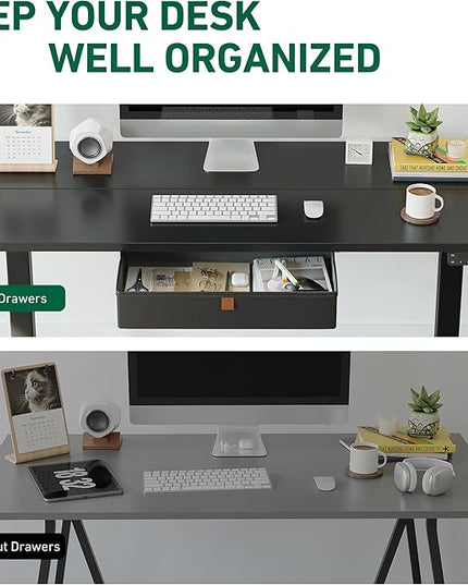 FEZIBO 48 x 24 Inches Standing Desk with Drawer, Adjustable Height Electric Stand up Desk with Storage, Sit Stand Home Office Desk, Ergonomic Computer Desk, Black - LeafyLoom