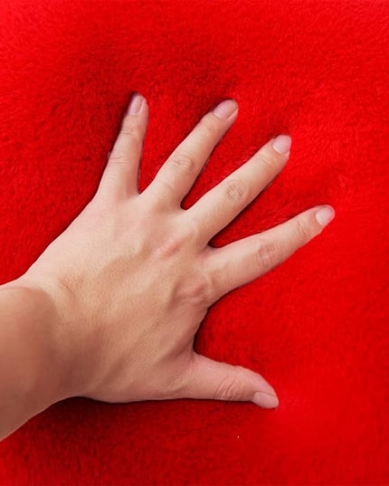 A Nice Night Faux Fur Reading Pillow Bed Wedge Large Adult Children Backrest with Arms Back Support for Sitting Up in Bed/Couch for Bedrest, Red - LeafyLoom