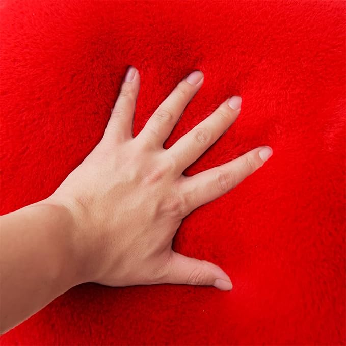 A Nice Night Faux Fur Reading Pillow Bed Wedge Large Adult Children Backrest with Arms Back Support for Sitting Up in Bed/Couch for Bedrest, Red - LeafyLoom