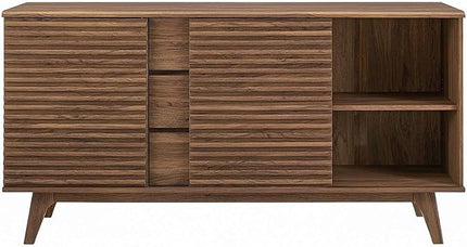 Modway Render 63" Mid-Century Modern Sideboard Buffet Table or TV Stand in Walnut - LeafyLoom