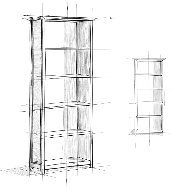 SIMPLIHOME Amherst SOLID WOOD 30 Inch Transitional 5 Shelf Bookcase in Russet Brown, For the Living Room, Study Room and Office - LeafyLoom