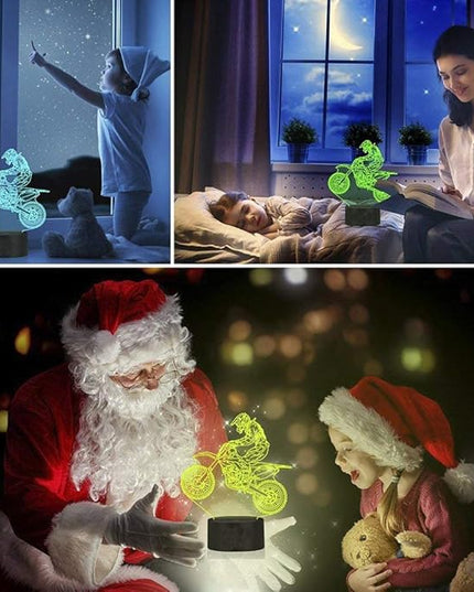 Motocross 3D Lamp, LED Illusion Motorcycle Night Light for Kids Room Decor USB 7 Color Changing Toys Birthday Gifts for Father Boys Sports Guy - LeafyLoom