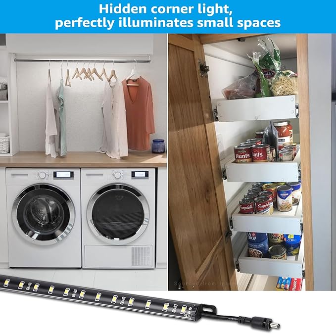 TORCHSTAR LED Safe Lighting Kit, (6) 12 Inch Linkable Light Bars + Motion Sensor + UL Power Adapter, 900LM, Input 100-240V, for Under Cabinet Gun Safe Locker Closet Showcase, 5000K Daylight TORCHSTAR