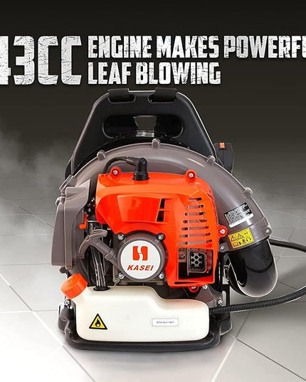 Leaf Blower by KASEI, 43CC 2-Stroke Backpack Gas Powered Leaf Blower, 200MPH Wind Speed & 530CFM Air Volume, EPA Certified Blowers for Lawn Care - LeafyLoom