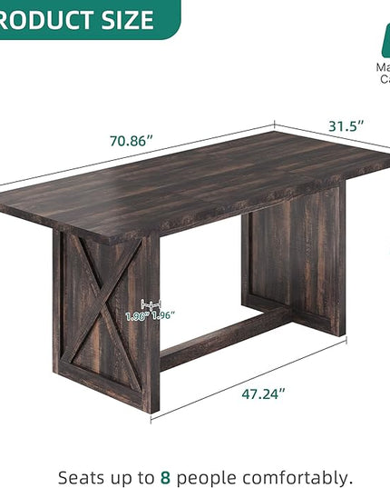 YITAHOME 6FT Conference Table Executive Desk, 70.8’’ Large Meeting Seminar Table for Office with Thicken Wood Frame, Farmhouse Rectangular Computer Desk for Home Business, Rustic Oak - LeafyLoom