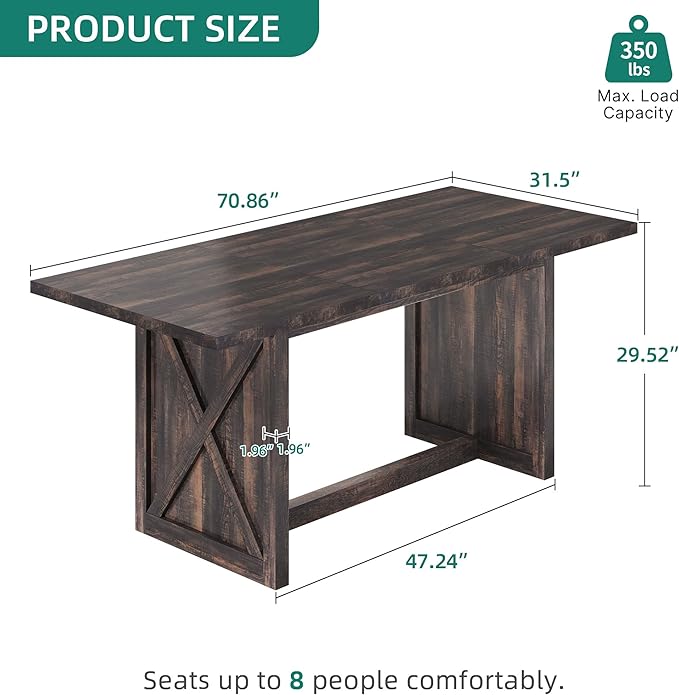 YITAHOME 6FT Conference Table Executive Desk, 70.8’’ Large Meeting Seminar Table for Office with Thicken Wood Frame, Farmhouse Rectangular Computer Desk for Home Business, Rustic Oak - LeafyLoom