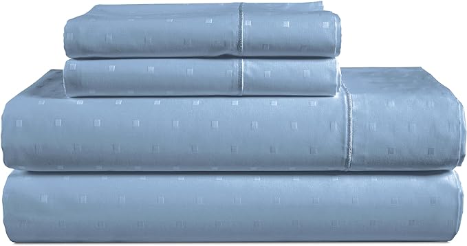 LANE LINEN Split King Sheets for Adjustable Beds - 1000 Thread Count 5PC Sheets Set, 100% Egyptian Cotton, Cool Breathable & Soft, 2 Fitted Fits Upto 16" Deep Pockets - Swiss Dot - French Blue - LeafyLoom