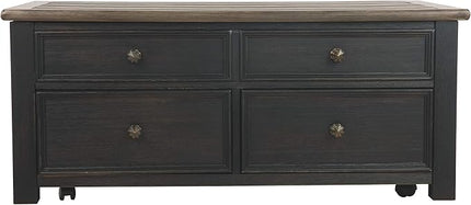 Signature Design by Ashley Tyler Creek Rustic Farmhouse Lift Top Coffee Table with Drawers, Brown & Black - LeafyLoom