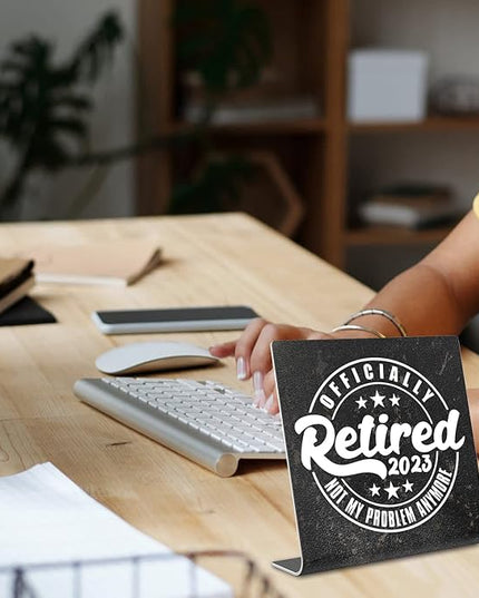 Officially Retired Office Desk Decor, Retirement Gifts For Women, Men, Coworker, Decoration On Shelf Table Desk for Living Room Office Bedroom Retired Teacher Nurse or Social Worker Gift dksg4 - LeafyLoom