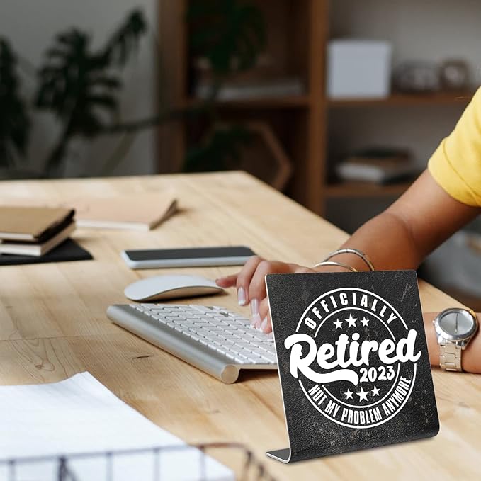 Officially Retired Office Desk Decor, Retirement Gifts For Women, Men, Coworker, Decoration On Shelf Table Desk for Living Room Office Bedroom Retired Teacher Nurse or Social Worker Gift dksg4 - LeafyLoom