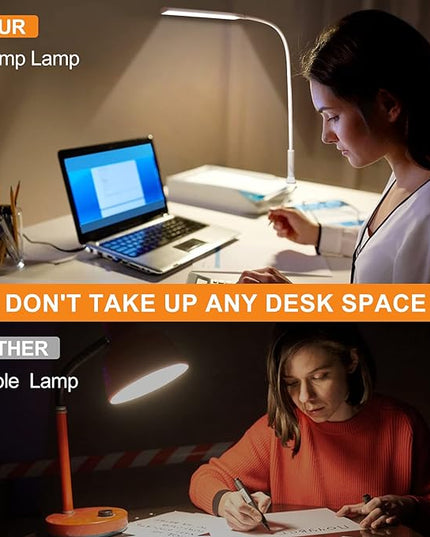 LED Desk Lamp, Swing Arm Table Lamp with Clamp, Flexible Gooseneck Task Lamp, Eye-Caring Architect Desk Light, 3 Modes 10 Brightness Levels, Memory Function Desk Lamps for Home Office, 10W - LeafyLoom