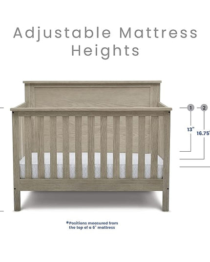 Delta Children Middleton 4-in-1 Convertible Baby Crib, Textured Limestone - LeafyLoom