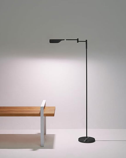 Brightech Leaf Pharmacy LED Reading Lamp, Dimmable Floor Lamp with Easy Rotation over Chair or Desk for Living Rooms & Offices, Adjustable Standing Lamp, Tall Lamp for Sewing & Craftwork - Jet Black - LeafyLoom