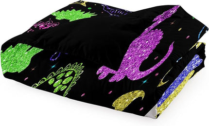 Dinosaur Twin Bedding Set, Cartoon Kids Bedding Dinosaur Twin Size Comforter Set for Boys Teen Soft Breathable Black Dinosaur Comforter Set Twin (1 Comforter 1 Pillowcase) - LeafyLoom